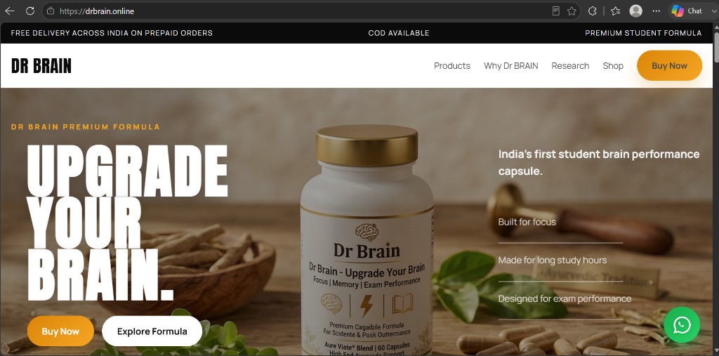 Dr BRAIN Homepage Experience Screenshot